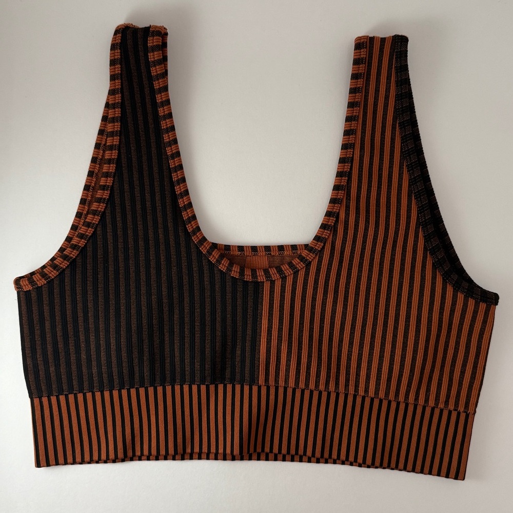 Free People Brown Stripe Mix Bra and Shorts Set - Picture 4 of 6